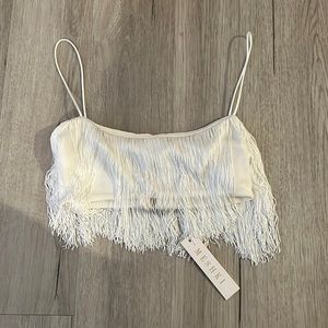 Meshki Sofia fringe crop top brand new